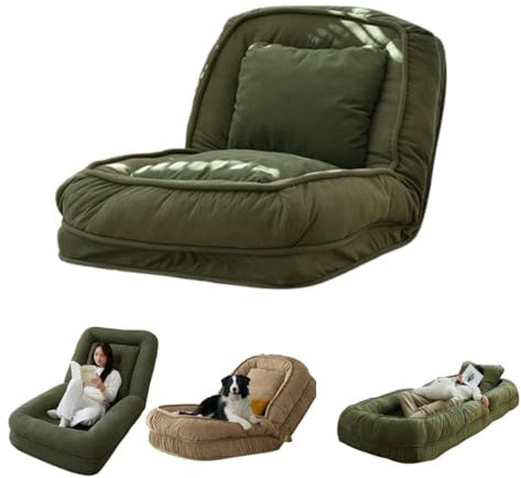 Foldable Lazy Sofa Couch Bed, Adjustable Cozy Tatami, Foldable Human Dog Bed high Back Floor Chair for Adults Kids - Cozy Small Couch for Home Living Room
