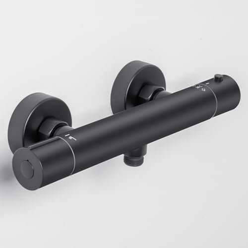 DERW Thermostatic Shower Mixer, Anti-Scald Design, Shower Mixer Valve, Easy-Clean, Durable & Precise Shower Mixer Bar for Comfort, Ideal Shower Thermostatic Mixer for Every Bathroom(Black)