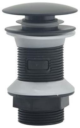 Bonde de Lavabo Universel, Bonde Clic Clac pour Évier, Bonde Lavabo sans Trop Plein, Bonde de Salle de Bain Pop-up, Mécanisme Pop-Up, pour Lavabos de Tous Genres, Installation Facile, Noir