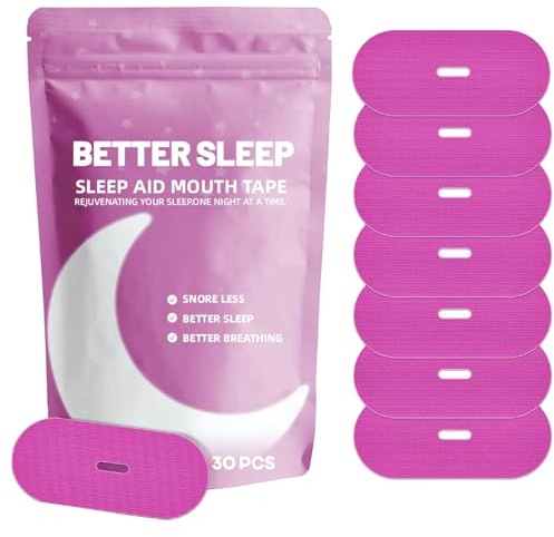 Aezzybe Myotape Boca para dormir, 30 tiras Mouth Tape antirronquidos para respirar con facilidad, Parches para Dormir con boca cerrada mejora calidad sueño y reduce respiración bucal