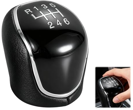 Car Gear Shift Knob 6 Speed for Ford, Gear Stick Knob for Ford Focus Fiesta Mk2 Mk3 C-Max S-Max Mendeo IV Mk4, Gear Stick Knobs, Leather Gear Shift Knob - Black