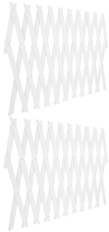 IWOWHERO Paneles de Celosía de Madera Extensibles 2 Piezas, Valla de Madera Maciza Blanca H44 para Jardín y Pared, Enrejado Ajustable para Plantas Trepadoras, Privacidad y