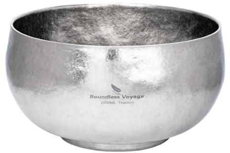 Boundless Voyage Cuenco de titanio de doble pared ultraligero para camping, picnic, hogar, cuencos de metal duraderos para arroz, sopa, avena, aperitivos, helado (Crstal Silver 1167C)