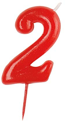 dekora-345173 Compleanno Numero 2-Candela di Colore Rosso, Red, 345173