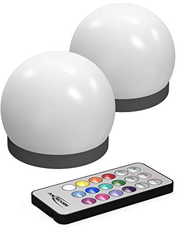 Ansmann LED-kulampa, set med 2 batteridrivna med fjärrkontroll – flytande boll med timer och RGB-färgändring idealisk för dammar, pooler, bad, bubbelpool, trädgård, bord etc. Diameter 8 cm