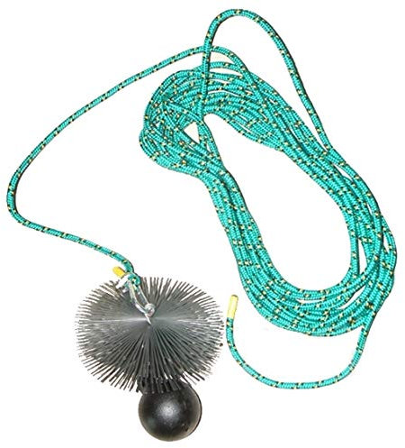 rg-vertrieb Kaminbesen Schornsteinbesen Kehrbesen Zugbesen Rußbesen aus Federstahl + Zugseil PP-Seil + Zuggewicht 1,9kg Set Größe wählbar (Besen 25cm, Zugseil 12m)