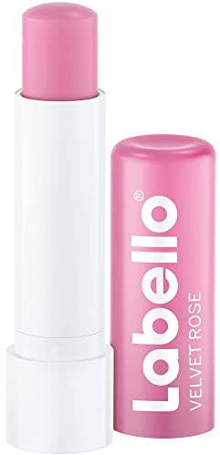 Labello Velvet Rose Lip Balm (4.8g) - Lip Balm with Subtle Rose Fragrance for Rosy Radiant Lips - Nourishing Lip Balm without Mineral Oils