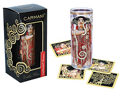 CARMANI - Fancy Shot Glass Decorated with Gustav Klimt 'Hygieia- Detail from Medicine' Painting 60ml