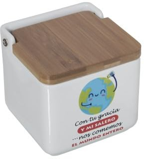 TIENDA EURASIA® Saleros de Cocina con Tapa Originales - Cerámica con Tapa - 12x12x12cm (EL Mundo Entero)