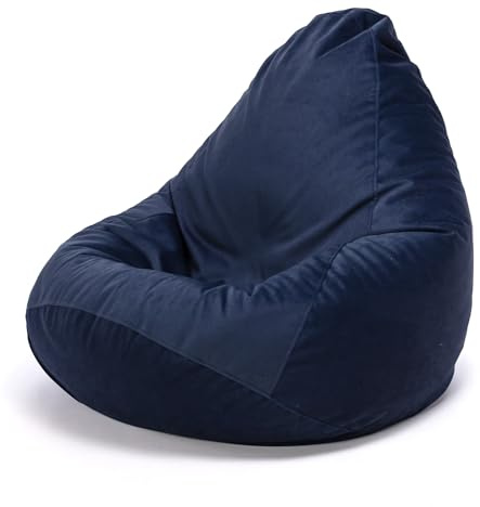 Ecopuf Fuzzy Sittsäck av mikrofiber – smurf för sittplats, pufffåtölj, avslappningsfåtölj – sittsäck med fyllning, av polystyrenbollar, heminredning, 80 x 110 cm, midnattsblå A41