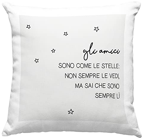 Vulfire Cuscino Gli Amici Scritta Carina, Regali di Amicizia, Idea Regalo Amico Amica Simpatica, Arredamento Casa, Arredo Divano Letto - con Imbottitura (40_x_40_cm, Bianco)