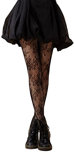 GORGLITTER Women's Lace Patterned Fishnet Tights Ladies Fashion Pattern Pantyhose Stockings Leggings