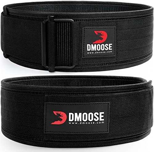 DMoose tyngdlyftningsbälte – premium självlåsande, 10 cm gymbälte för kraftlyftning, dödlyft och knäböj – nylonlyftbälte med justerbart spänne – ger ländryggsstöd och stabilitet för män och kvinnor