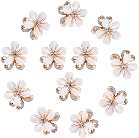 Xzeemo 12 Stück Mini Haarspangen Weiß, Mini Haarspiralen Clip, Blumen-Haarspangen Haarkrallen Haarschmuck, Kleine Haarklammer, Dekorative Haarschmuck für Mädchen Damen Hochzeit Party Braut