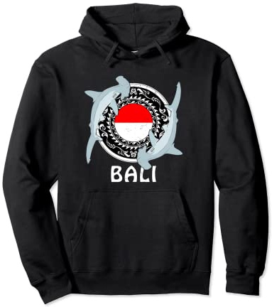 Hammerhead Shark Dive Bali Flag of Indonesia Pullover Hoodie
