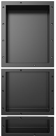 XZETORA Shower Niche SMC Material 40(20+14+6) X16in Niche for Shower Wall Shower Niches Ready for Tile Shower Niche Shelf Black
