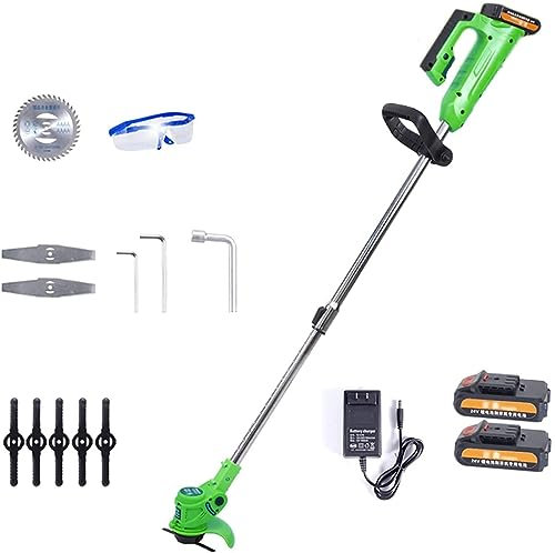 Corta Cespedes pequeños electrico Cortacésped eléctrico de 21V con batería portátil, cortacésped rotativo eléctrico con Mango en Forma de U, Recargable, para Trabajo Ligero