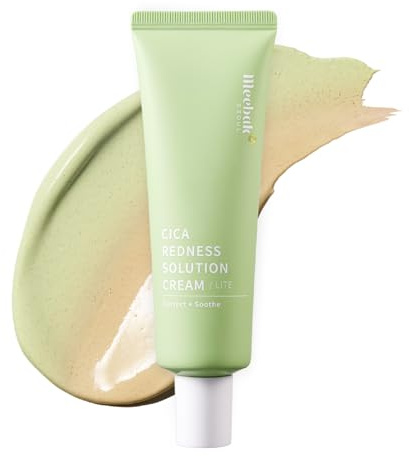 Meebak Cica Redness Solution Lite – Green Color Correcting CC Cream for Redness Relief w/Niacinamide & Centella Asiatica, Korean Tone Up Cream, Tinted Moisturizer for Sensitive, Fair to Medium Skin