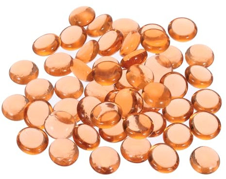 QUARKZMAN Dekorativa platta glas-kulor 12–14 mm stenar vasfyllmedel pärlor kiselstenar röd för akvarium bordssmycken, granulat 50 stycken