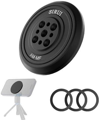 SIRUI Adaptador magnético para trípode para teléfono con 3 anillos adhesivos compatible con MagSafe para iPhone 15, 14, 13 y 12, soporte magnético para teléfono para trípode, palo selfie, brazo mágico