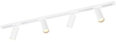 Ledvion - Sistema de rieles iluminacion, 1m, Carril Monofasico, 3W, Blanco, 2700K, 4x Foco de techo Orientable GU10, Lampara techo, plafon led techo cocina, luces led, focos led interior techo