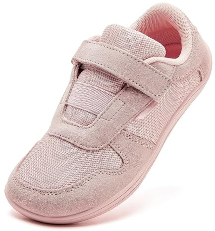 HOBIBEAR Kids Wide Barefoot Shoes Boys Girls Minimalist Zero Drop Sneaker School Walking Shoes(Pink, 2 UK Little Kid)