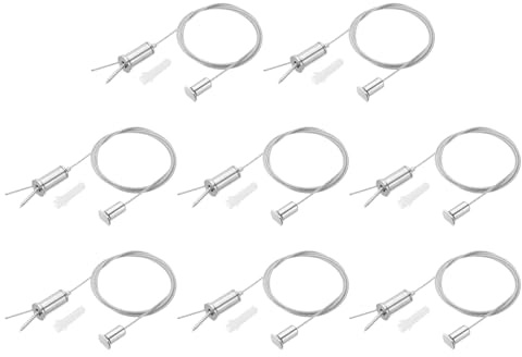 PATIKIL Ceiling Hanging Wire Cable Kit, 1m/3.3ft 8 Set Adjustable Light Suspend Cable Kit Panel Hanging Rope Clamp Oval Nail for Pendant Light Fitting Aquarium Lights, Style 1