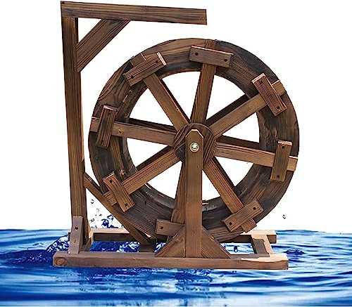ZJFHEYUO Fuente de Agua para jardín, Cascada de Madera con Ruedas, Fuente Ornamental Vintage para Exteriores e Interiores, decoración con escenas de Feng Shui Chino para jardín,