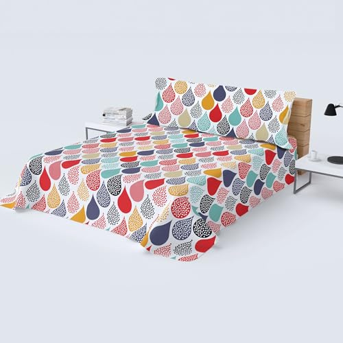 HOMEYA - Juego de sábana Cama 180cm - Juego de 4 Piezas - sábana encimera 230x260, Bajera Ajustable 180x190, 2 Fundas Almohada 45x85, Estampada