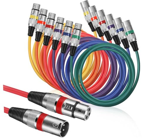 SHINEOFI 1Ensemble Câbles de Microphone Xlr Câble à Plusieurs Couleurs pour Transmission Audio Stable pour Mic Table de Mixage et Haut Parleur