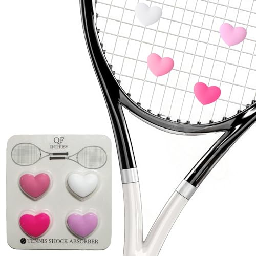 QF ENTHUSY Heart Tennis Dampener, Tennis Racket Vibration Dampener - Cute Racket Shock Absorber, Pink/Blue (Pink)
