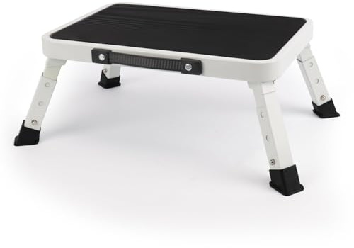 Cobenga 3-Level Height Adjustable Folding Step Stool, Anti-Slip Platform, Rubber Feet, Portable One Step Ladder for Caravan Motorhome SUV Camping Bus and Home Footstool with Luminous Film