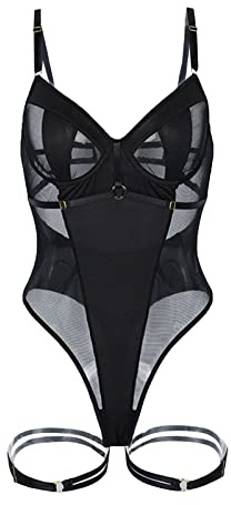 Generisch Body en dentelle pour femme Shapewear Femme Col V Camisole, Noir , L
