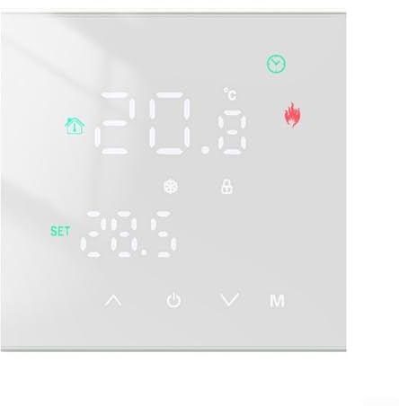 Controlador de temperatura, termostato con pantalla LCD, regulador táctil, regulador ordinario, pantalla de calefacción eléctrica, interruptor de control dual (3 A, blanco)