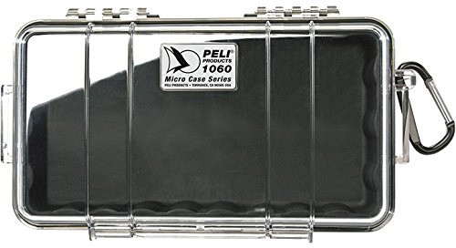 PELI 1060 Protective Micro Case for Small Items, Watertight and Dustproof IP67 Rated, 1,3L Capacity, Clear/Black Liner