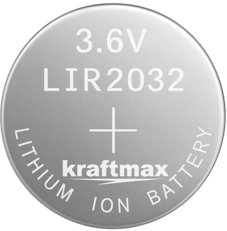 Kraftmax LIR2032 knappcellsbatteri CR2032 batteri 3,6 V/Li-Ion/2032 Backup cell/batteri uppladdningsbart