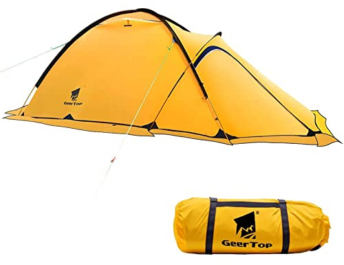 GEERTOP® 20D 2-Person 4-Jahreszeiten Super Leicht Alpine Camping-Zelt (120 x 210 x 100 cm), Ideal für Camping, beim Klettern oder Jagen (Gelb)
