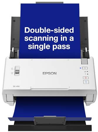 WorkForce DS-410 A4 compact sheet-fed scanner |50-sheet ADF| Epson's Document Capture Pro software | 26ppm | 600 Dpi |Up to 209gsm | USB