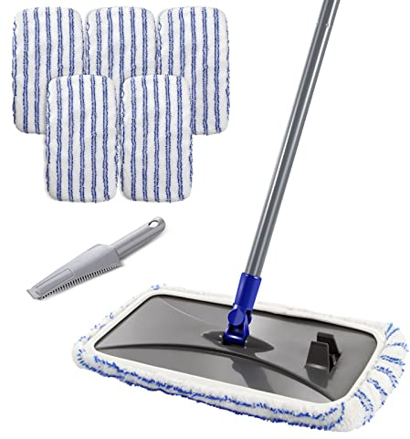 MASTERTOP Mocio microfibra grande Mocio di pulizia grande, piatto, in microfibra, 40 x 21 cm, per pulire pavimenti in legno, piastrelle in marmo