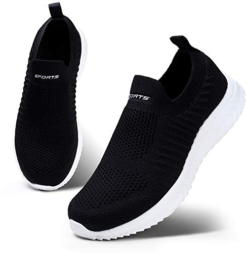 HKR Damen Mesh Atmungsaktiv Walking Schuhe Freizeit Turnschuhe Leichte Laufschuhe Gym Fitness Sportshuhe Outdoor Sneakers Schwarz 40 EU