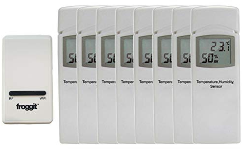 froggit DP1500 Wi-Fi Wetterserver Funk Wetterstation USB Dongle inkl. 8 Thermo-Hygrometer Funksensor