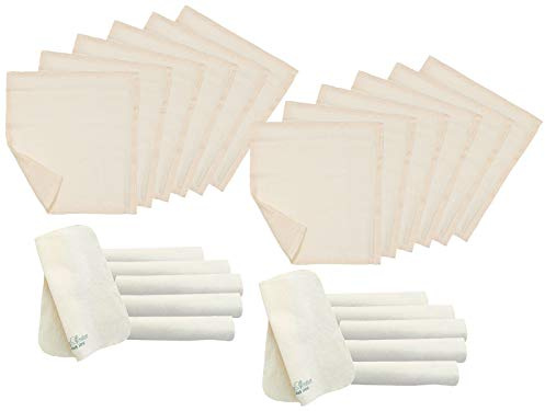 Bio Baby Molton & Mull-Waschlappen 100% Bio-Baumwolle (kbA) GOTS zertifiziert, 24er-Set