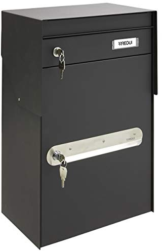 Arregui Bigpack Mail EP2014 Individual de Acero para Correo y para paquetería Grande, buzón para Paquetes, Negro