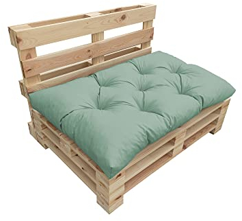 Chilly Pilley Cojín para palés, acolchado, impermeable, muchos tamaños y colores (cojín de asiento 120 x 60 x 12 cm, menta pastel)