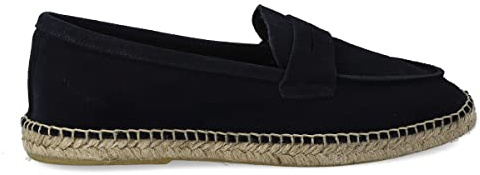 PAYMA - Alpargatas de Esparto de Piel para Hombre. Slippers Zapatillas Flexibles de Verano. Sandalias de Ante para Hombre. Mocasines Espadrillas. Color: Azul Marino, Talla: EU 40