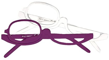 STOP TO SHOP! Vergrößerungs-Make-up-Lesebrille – 2er-Pack Kosmetik-Make-up-Brille – Flip Lens Eyewear Weiß/Lila (1)