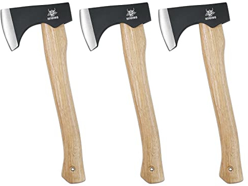WICING Throwing Axes - 14 Throwing Hatchet Great for Axe Throwing Competitions, High Carbon Steel Forged & Wooden Handle 3 Pack