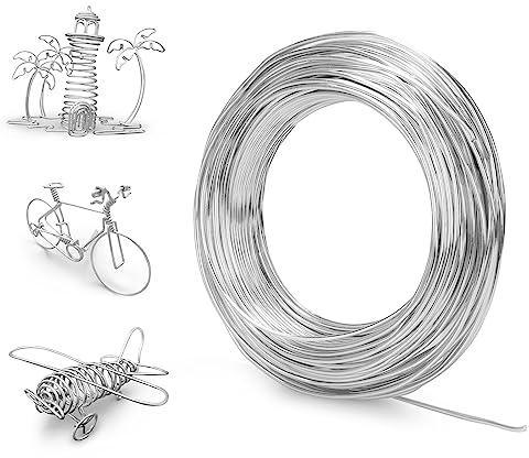 Kigniote Basteldraht 2mm x 30 m Aluminiumdraht Schmuckdraht Basteldraht Silber Draht Zum Basteln Basteldraht Dünn Bindedraht Modellierdraht Silberdraht für Schmuck Dekoteile DIY Kranzherstellung