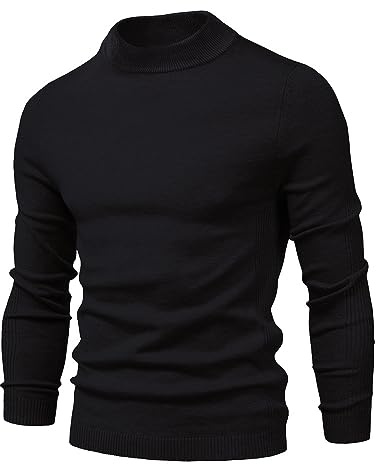 Cooleep Maglione Dolcevita Uomo Invernale Maglia Collo Alto Uomo Slim Fit Pullover Nero XL