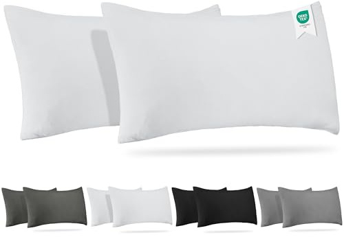 Barbons Kissenbezug 40x70 Weiss 2er Set – 165 g/m² Oeko-TEX Zertifiziert Kopfkissenbezug 100% Jersey Baumwolle weiche Kissenbezüge Kissenhülle mit Reißverschluss (40x70-Weiss)